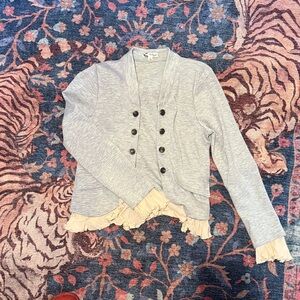 Anthropologie Light Gray Double-Breasted Cardigan